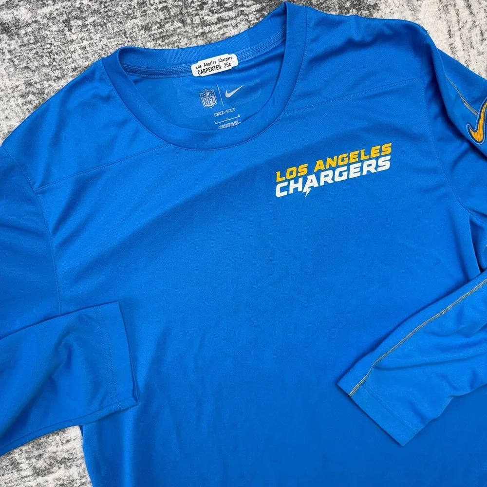 Los Angeles Chargers Shirt Mens Large Team Issued Nike Dri Fit Training NFL Blue
